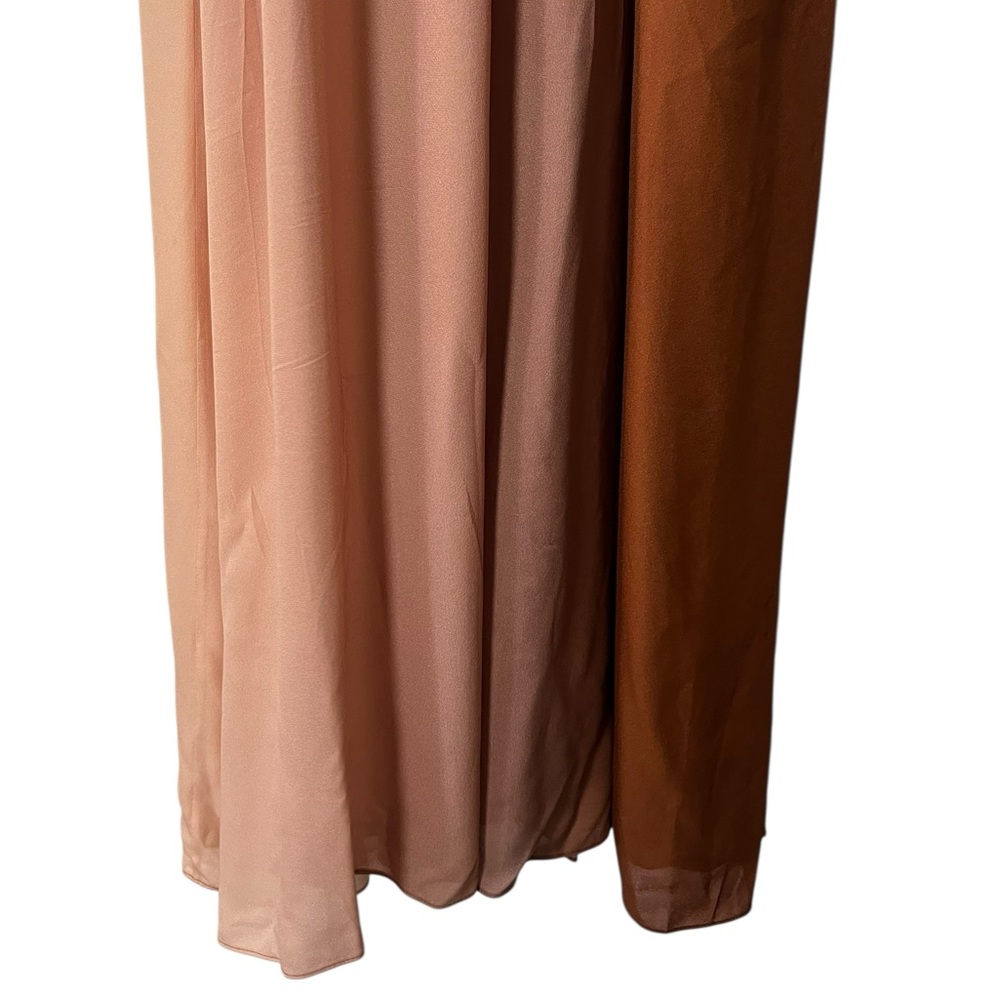 Theory women’s Dip Dye Crepe Silk Halter Maxi Dress Large Shell/Red Clay - Picture 10 of 13
